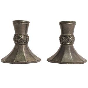 Just Andersen Pewter Candlesticks; Vintage 1930s; Denmark; JUST 620; Disko Metal